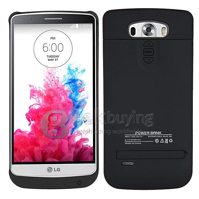 3200mAH External Backup Battery Powebank Cover Case With Home Key Button for LG G3 - Black
