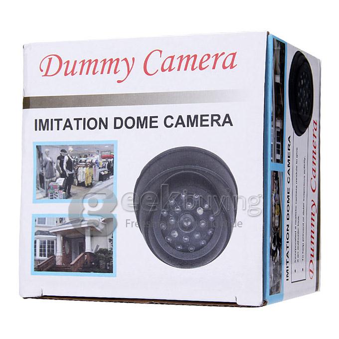 Dummy Camera Imitation Dome Camera With Flashing Red LED For Indoor & Outdoor Security - Black