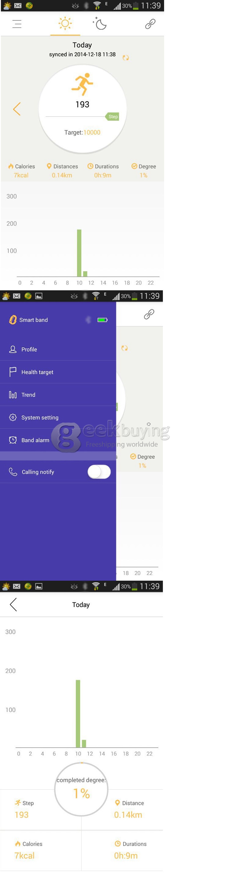 IDO Waterproof Smart Bluetooth 4.0 Bracelet Watch Sport Sleep Track Call Message Remind for Android iOS - Black
