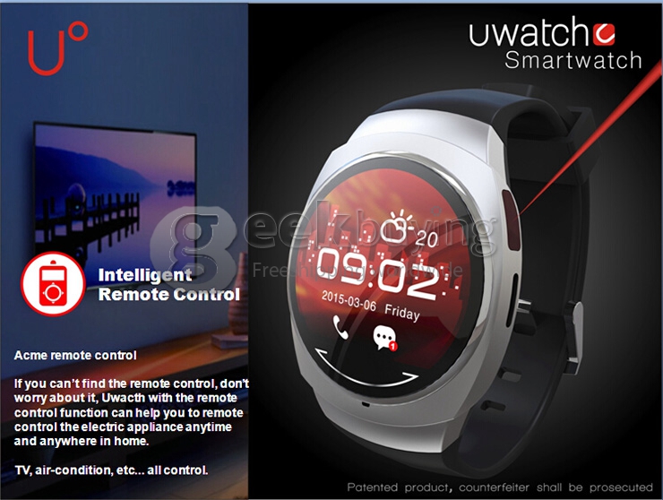 UO Bluetooth Smart Sports Watch Pedometer Stopwatch BT4.0 Waterproof For Andriod IOS - Black