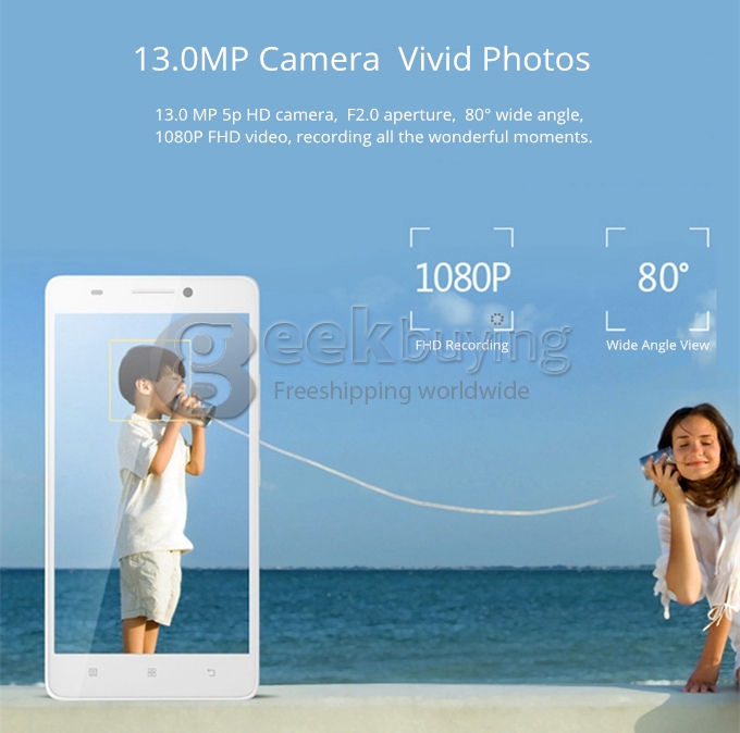 [HK Stock]Lenovo S8(A7600) 5.5inch Android 5.0 2GB 8GB 4G Smartphone 64bit MTK6752M Octa Core 1.5GHz 13.0MP OTG - Black