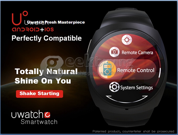 UO Bluetooth Smart Sports Watch Pedometer Stopwatch BT4.0 Waterproof For Andriod IOS - Black