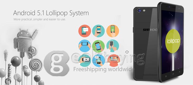 SISWOO C55 5.5inch 4G FDD-LTE Android 5.1 2GB 16GB Smartphone 64bit MTK6753 Octa Core 13.0MP IPS HD Breath Light - Black
