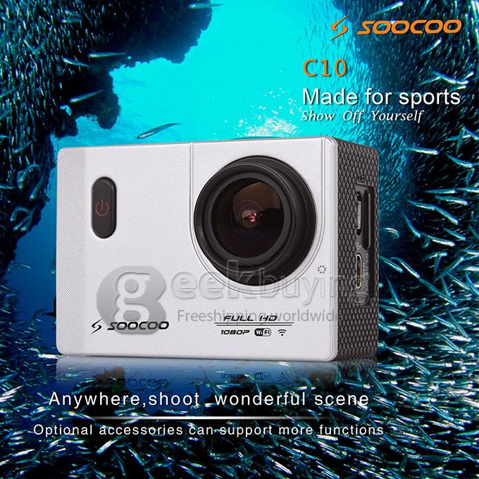 SOOCOO C10 WiFi Action Camera Novatek 96655 1080P 170 Wide Angle Lens Sports HD Camcorder - Silver