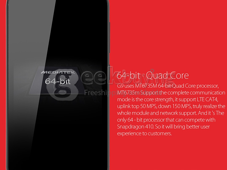 [HK Stock]Elephone G9 4.5inch 64bit 4G LTE Android 5.1 Smartphone MTK6735M Quad Core 1GB RAM 8GB ROM 8.0MP - Black
