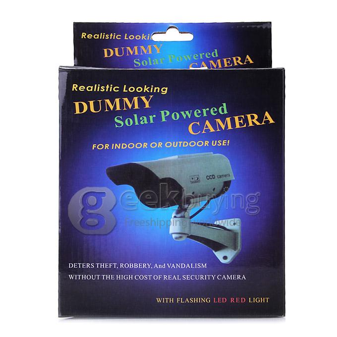 Dummy Solar & Batteries Powered CCD Security Cameras With Flashing LED Red Light For Indoor And Outdoor Security Use