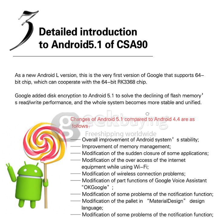 CSA90 Android 5.1 Lollipop TV Box RK3368 64-Bit Octa Core 2G/16G 2.4G/5G WiFi Gigabit LAN Bluetooth4.0 HDMI 4K H.265