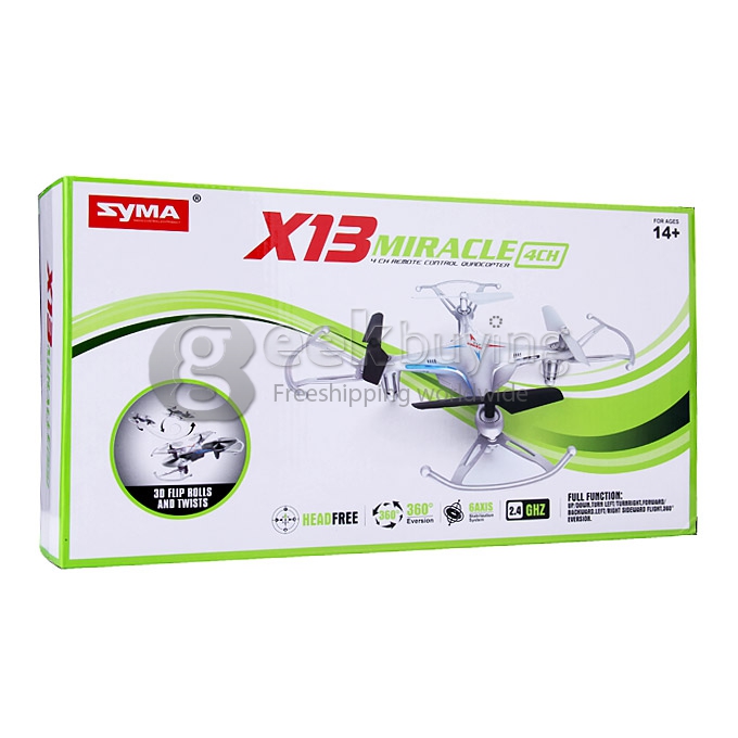 Syma X13 MIRACLE Headless Mode 2.4G 4CH 6-Axis Mini RC Quadcopter RTF GYRO - Green