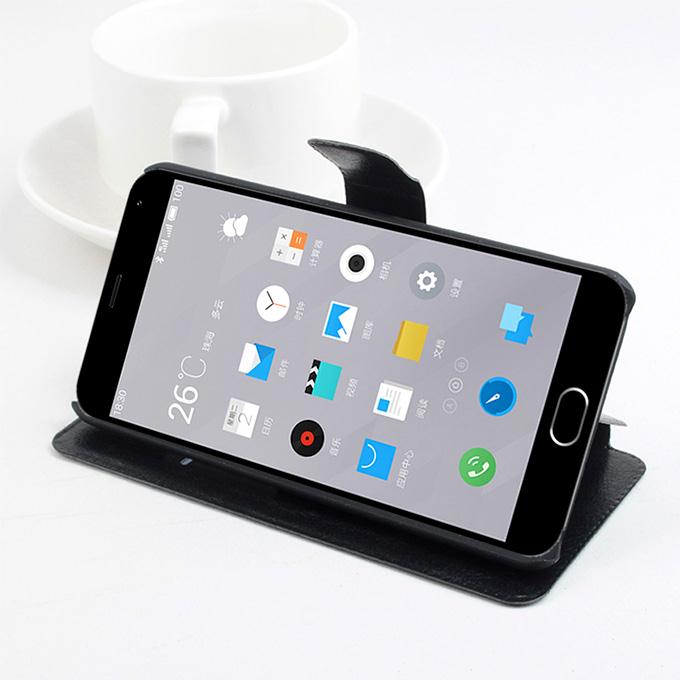 Protective Hard Cover Flip Stand Leather Case for MEIZU M2 NOTE (MEILAN NOTE 2) - Black