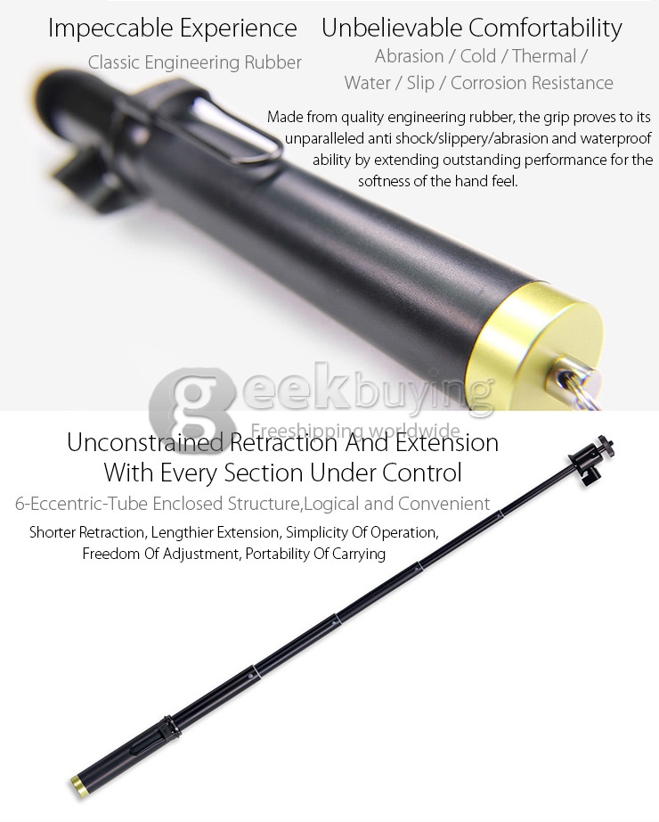 Original XiaoYi Alluminum Alloy Self-Timer Monopod Selfie Stick with Bluetooth Remote Controller For XiaoYi Yi Action Camera - Black