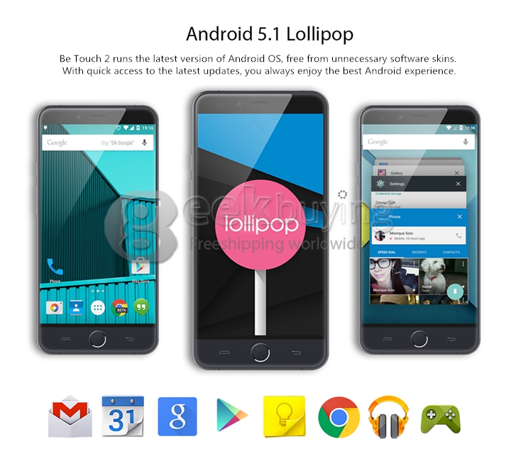 Ulefone Be Touch 2 5.5inch FHD 4G LTE Smartphone Android 5.1 3GB 16GB 64bit MT6752 Octa Core 1.7 GHz 13.0MP - Metal Grey