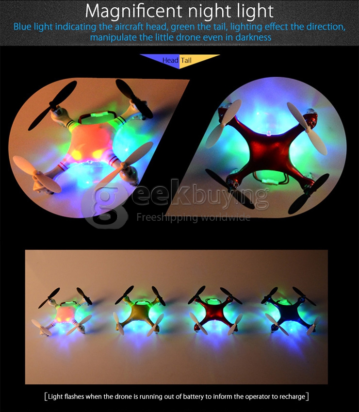 CG022 Mini RC Quadcopter 2.4G 6 Axis Gryo Headless Mode One Key To Roll 3D Flip LED RTF Aircraft With Latest Circuit Board - White