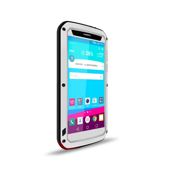 Lovemei Dirt/Snow/Shockproof Powerful Metal Gorilla Glass Cover Case For Nexus LG G4 - White