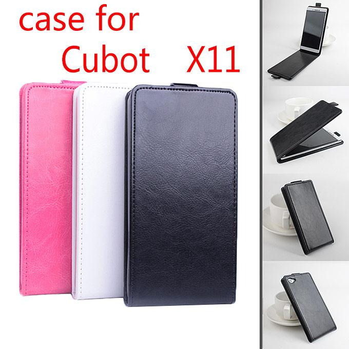 Protective Hard Cover Up&Down Flip Stand Leather Case for Cubot X11 Smartphone - Black