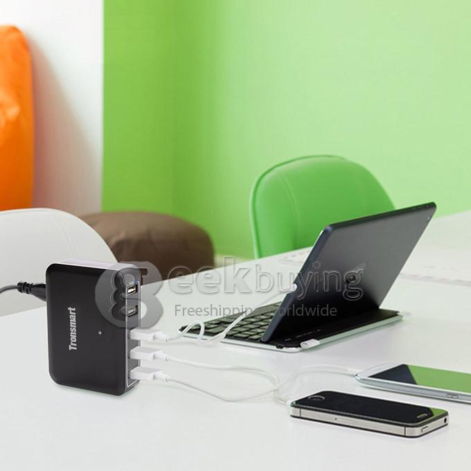 Tronsmart 5 Port 40W 8000mA Speed USB Smart Charger With VoltIQ For iPad iPhone iPod Android Windows Tablets - UK Plug