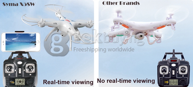 Syma X5SW Explorers 2 Wifi Headless Mod FPV RC Quadcopter 0.3MP Camera 2.4GHz 6-axis 360 Degree Eversion RTF - Black