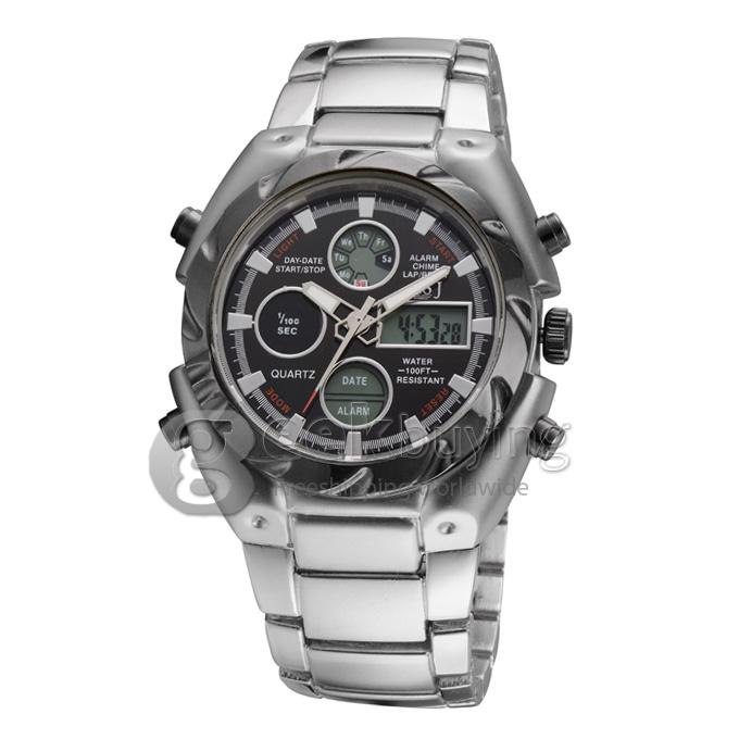 YR WH424 ASJ Multi-function Electronic Men Quartz Sports Watch With LCD Date And Time Display - Black