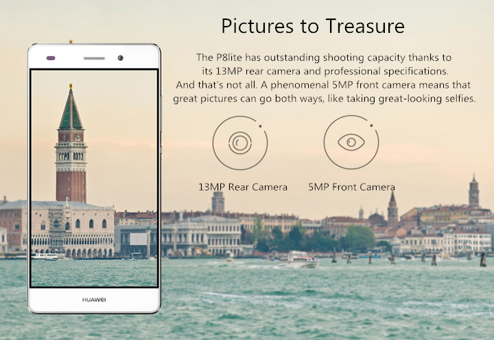 [Spain Stock]Huawei P8 Lite 5.0inch Android 5.0 2GB 16GB 4G Smartphone 64bit Hisilicon Kirin 620 Octa Core 13.0MP Smart PA - White