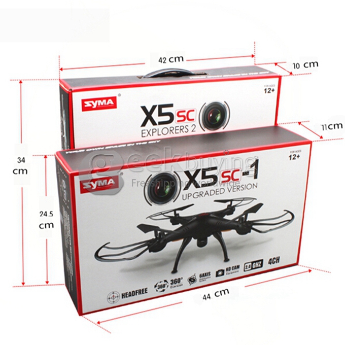 Syma X5SC-1 EXPLORERS 2 Quadcopter Headless Mode 2.0MP HD Camera 2.4G 6 Axis Gyro 3D Flip RC RTF with 4GB TF Card - Black