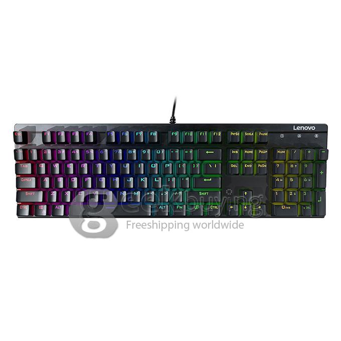 Lenovo MK300 RGB Colorful 104 Keys Mechanical Keyboard - Black