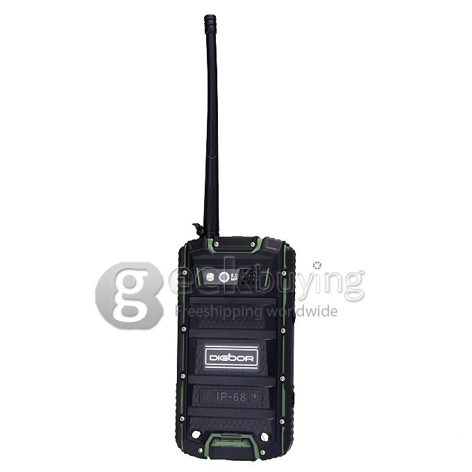 DIGOOR DG1 Plus IP68 Rugged Phone 4.0inch Android 4.4 MTK6582 Quad Core 1.3GHz 1GB 8GB 5.0MP Walkie Talkie Miracast - Green