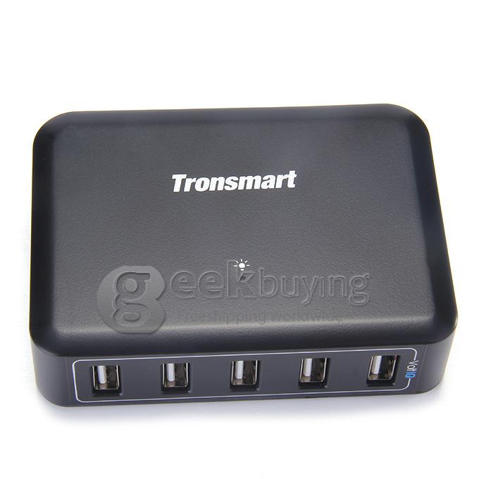Tronsmart 5 Port 40W 8000mA Speed USB Smart Charger With VoltIQ For iPad iPhone iPod Android Windows Tablets - UK Plug