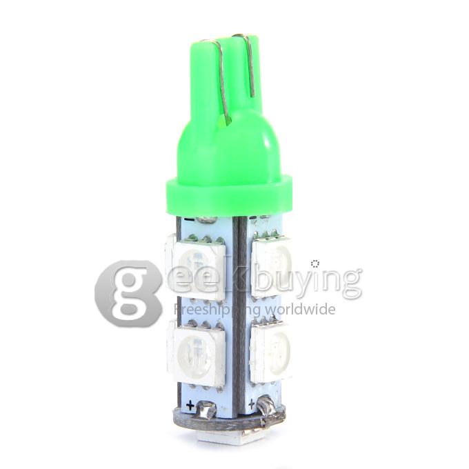 T10-5050-9SMD T10 3W 100-Lumen 9x5050 SMD LED Car Light Bulb Fog/Parking/Reading Lamp(2-Pack/DC 12V) - Green