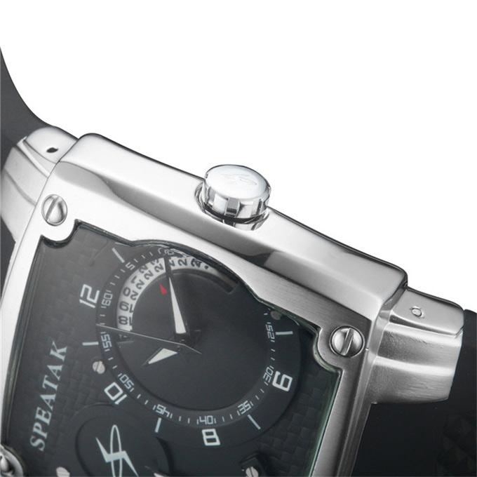 WH277 Speatak Fashion Men Quartz Wrist Watch Large Dial Dual Movements With Calendar Display - Black
