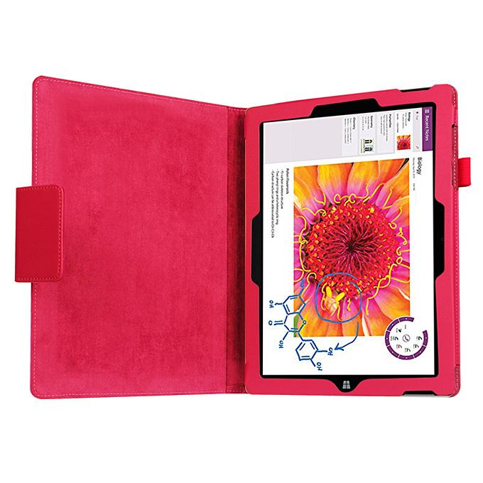 New Folio PU Leather Keyboard Stand Cover Case For 10.8 Inch Microsoft Surface 3 Tablet - Rose Red