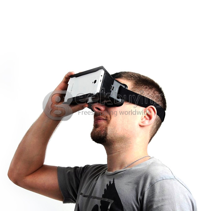 Head Mount 3D Immersive Virtual Reality VR Headset FOV70 Video Game Cardboard IPD & Focus Adjustable for 4-6 inches Smartphones - Black