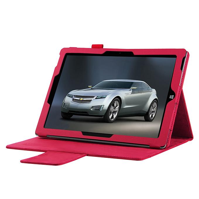 New Folio PU Leather Keyboard Stand Cover Case For 10.8 Inch Microsoft Surface 3 Tablet - Rose Red