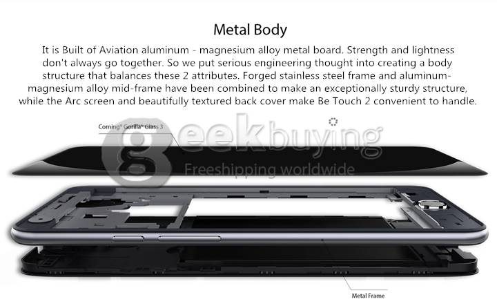 Ulefone Be Touch 2 5.5inch FHD 4G LTE Smartphone Android 5.1 3GB 16GB 64bit MT6752 Octa Core 1.7 GHz 13.0MP - Metal Grey