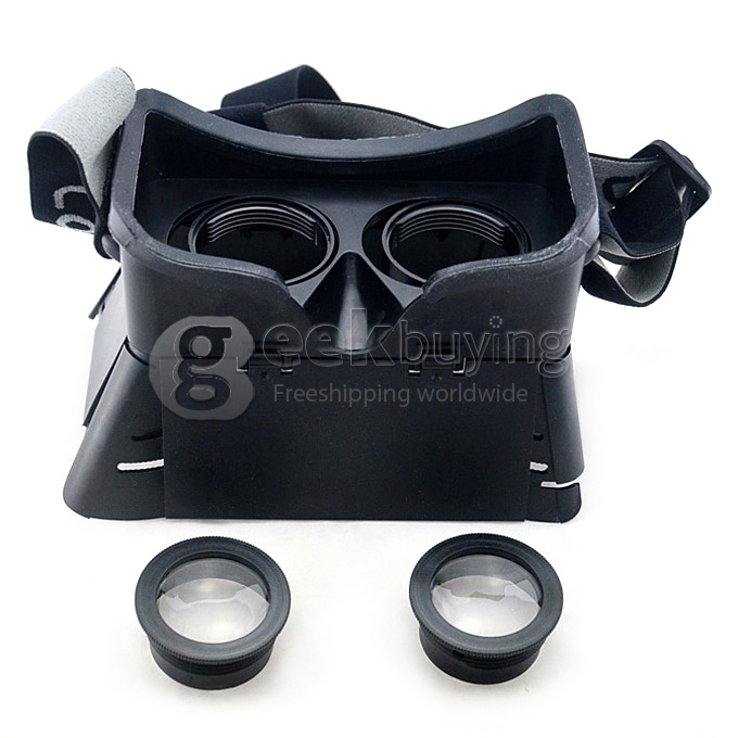 Head Mount 3D Immersive Virtual Reality VR Headset FOV70 Video Game Cardboard IPD & Focus Adjustable for 4-6 inches Smartphones - Black