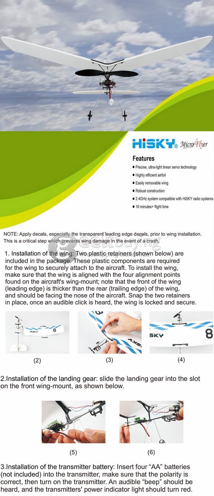 HiSKY HFW400 Buzz Micro Flyer 3CH 2.4G RTF Parkflyers Indoor RC Airplane With H-4F Transmitter/Dual Port Charger