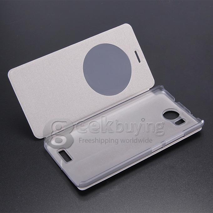 Protective Hard Cover Flip Stand Leather Case for UMI Hammer Smartphone - White