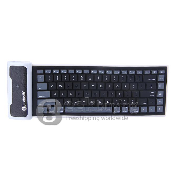 WP002 Foldable Wireless Bluetooth 2.0 Keyboard Portable Chocolate Mini Keyboard for PC Tablet Laptop - Black