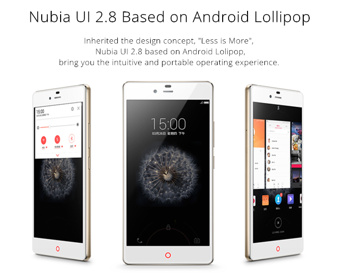 [HK Stock]ZTE Nubia Z9 Mini 5.0Inch FHD 64bit 4G LTE Android 5.0 Smartphone 2GB 16GB Snapdragon 615 Quad Core 1.5GHz 16.0MP-White