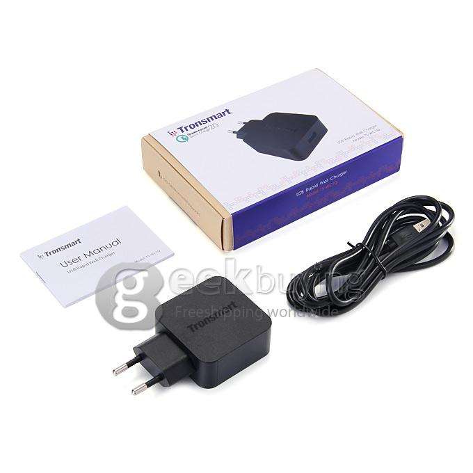 [Spain Stock] Tronsmart Quick Charge 2.0 18W AC Home Wall Travel USB Charger Fast Charger for Galaxy S6/S6 Edge, Note 4/Edge, Google Nexus 6, HTC M9, Xperia Z3/Z2 , Sharp Aquos Pad/Zeta,Xiaomi - EU Plug