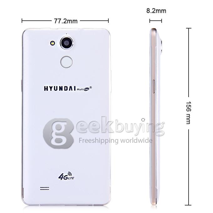 HYUNDAI Q6 Plus 5.5inch 4G LTE Android 4.4 Smartphone 64-bit MTK6732 Quad Core 1.5GHz 1GB 8GB 8.0MP Smart Wake- White