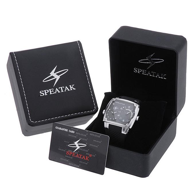 WH277 Speatak Fashion Men Quartz Wrist Watch Large Dial Dual Movements With Calendar Display - Black