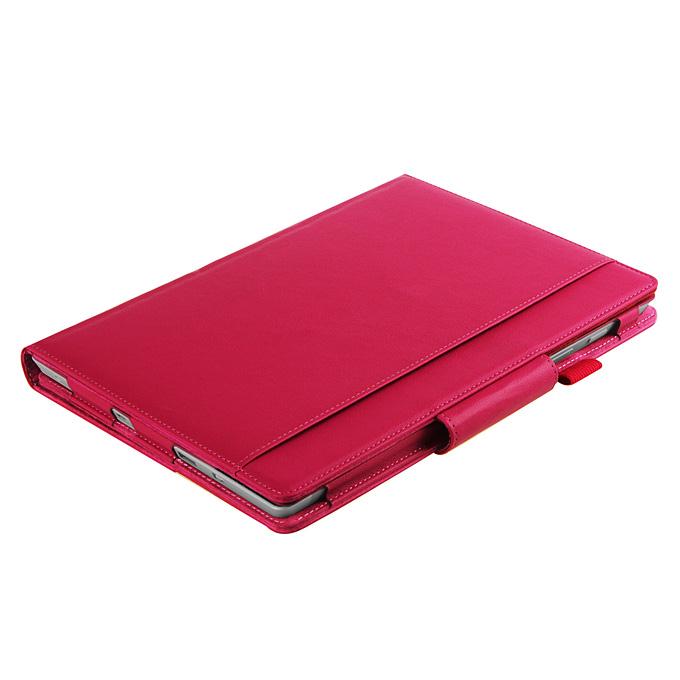 New Folio PU Leather Keyboard Stand Cover Case For 10.8 Inch Microsoft Surface 3 Tablet - Rose Red