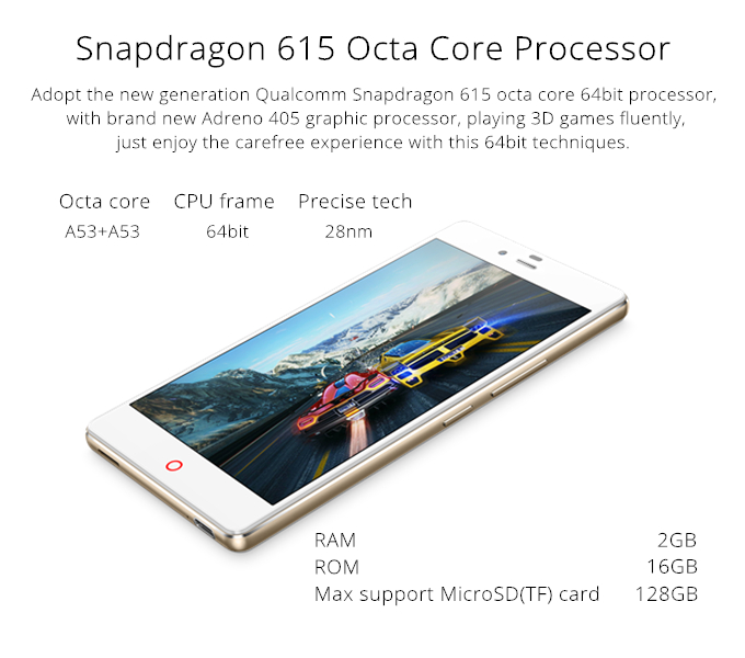 [HK Stock]ZTE Nubia Z9 Mini 5.0Inch FHD 64bit 4G LTE Android 5.0 Smartphone 2GB 16GB Snapdragon 615 Quad Core 1.5GHz 16.0MP-White