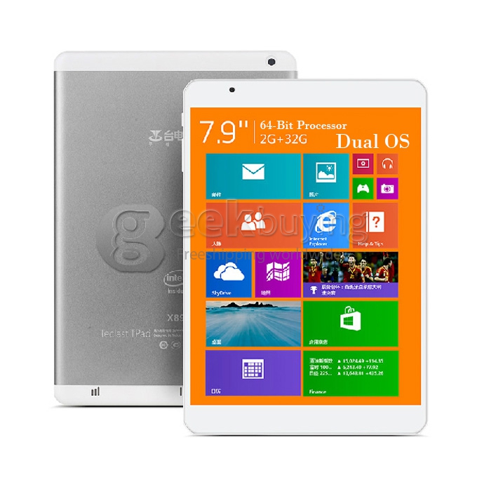 Teclast X89 Dual OS Android 4.4 & Windows 8.1 Tablet PC 2GB/32GB Intel Z3735F Quad Core 1.83GHz 7.9 Inch 2048*1536 IPS Retina Bluetooth HDMI OTG WiFi - White+Silver