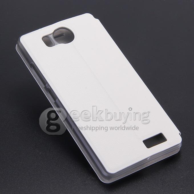Protective Hard Cover Flip Stand Leather Case for UMI Hammer Smartphone - White