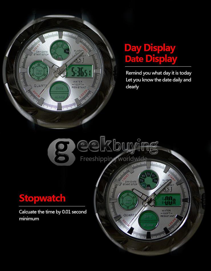 YR WH424 ASJ Multi-function Electronic Men Quartz Sports Watch With LCD Date And Time Display - Black