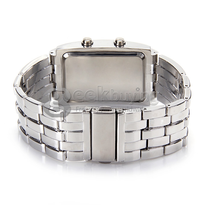 Fashionable LED Digital Wrist Watch with Stainless Steel Strap Couple Watches - Silver