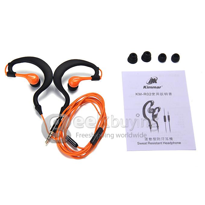Kimmar KM-R02 3.5mm Plug Sweatproof Stereo Headphone Compatible With iPhone/iPod/other Devices - Orange