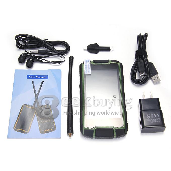 DIGOOR DG1 Plus IP68 Rugged Phone 4.0inch Android 4.4 MTK6582 Quad Core 1.3GHz 1GB 8GB 5.0MP Walkie Talkie Miracast - Green