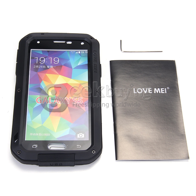 [France Stock]LOVE MEI Weather/Dirt/Shockproof Protective Case for Samsung Galaxy s5 i9600 - Black