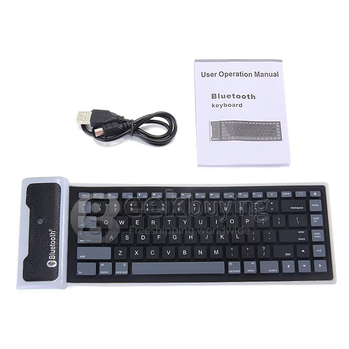 WP002 Foldable Wireless Bluetooth 2.0 Keyboard Portable Chocolate Mini Keyboard for PC Tablet Laptop - Black